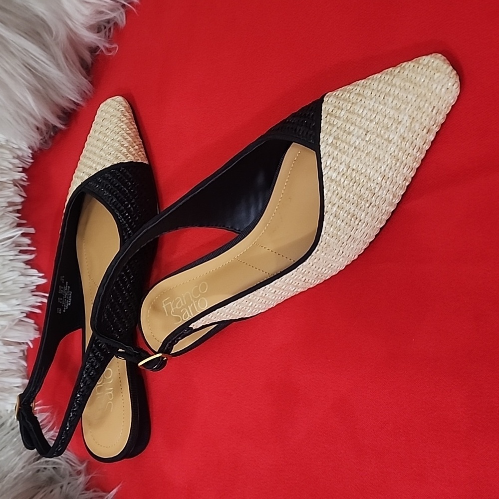 Franco Sarto Black and Cream Flats